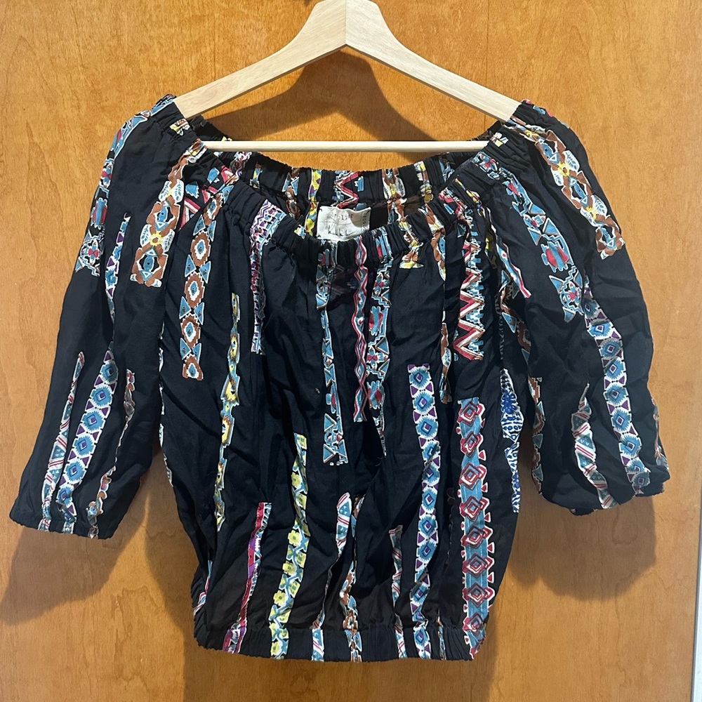 Colorful off shoulder crop top